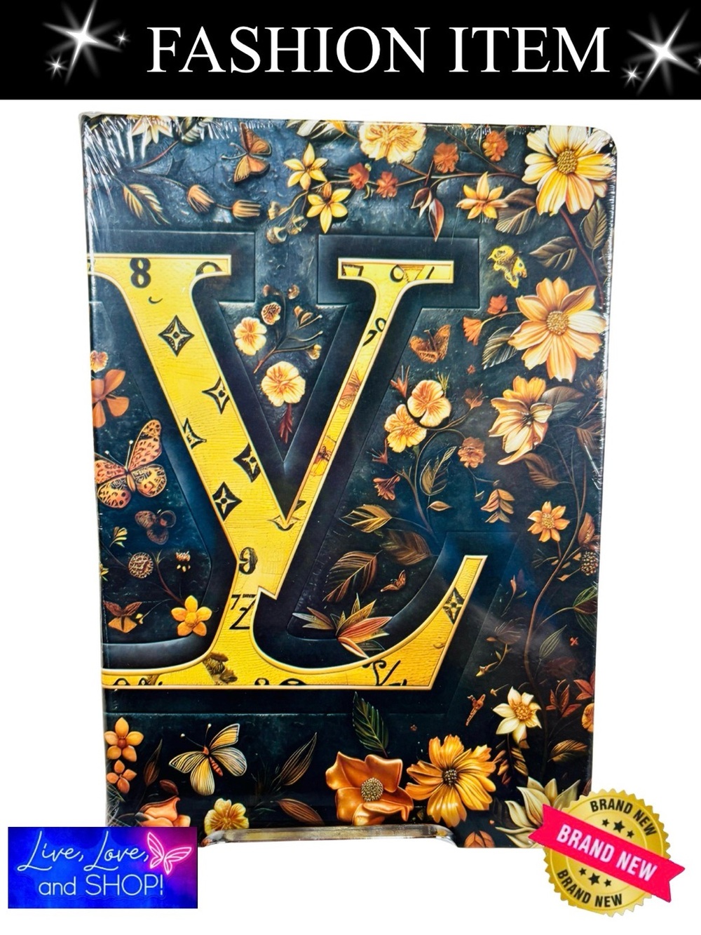 A-1CS-1A: NOTEBOOK: Brown & Gold Featuring a Majestic Floral Arrangement, NWOT - Picture 1 of 9